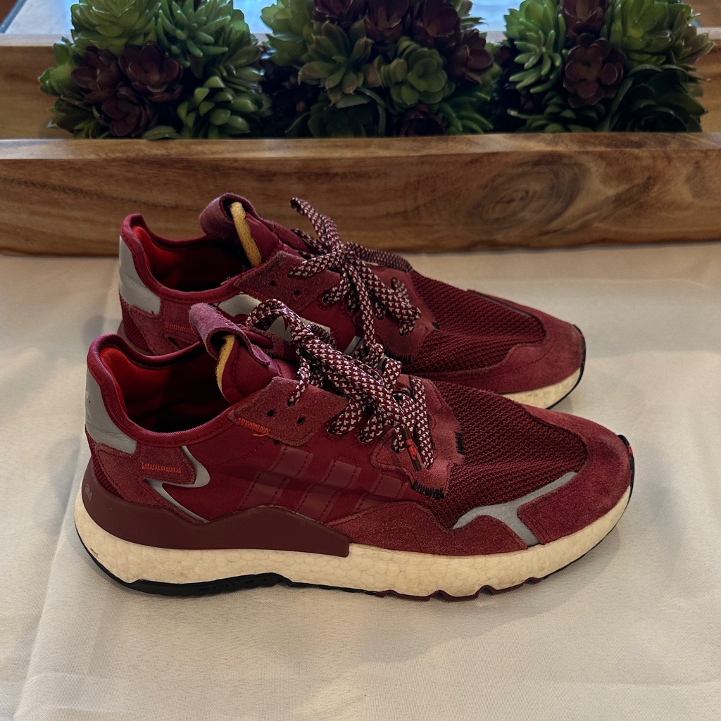 Adidas Nite Jogger 3m Collegiate Burgundy Running Tennis Athletic Shoes Size 7.5